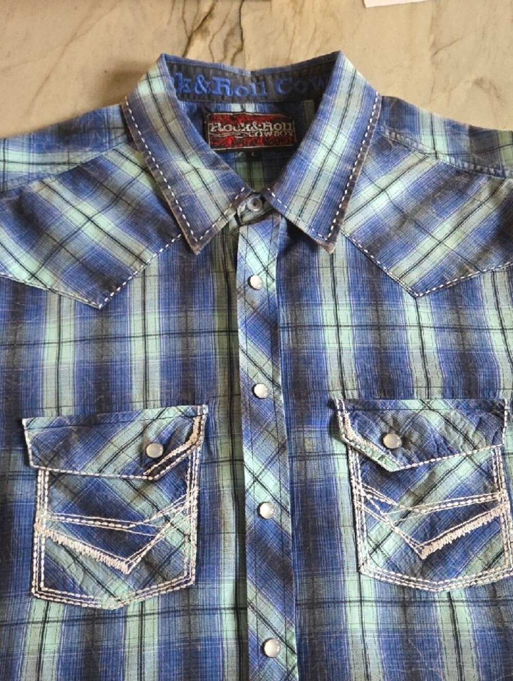 Casual Blue Plaid Button-Down Shirt - Men's